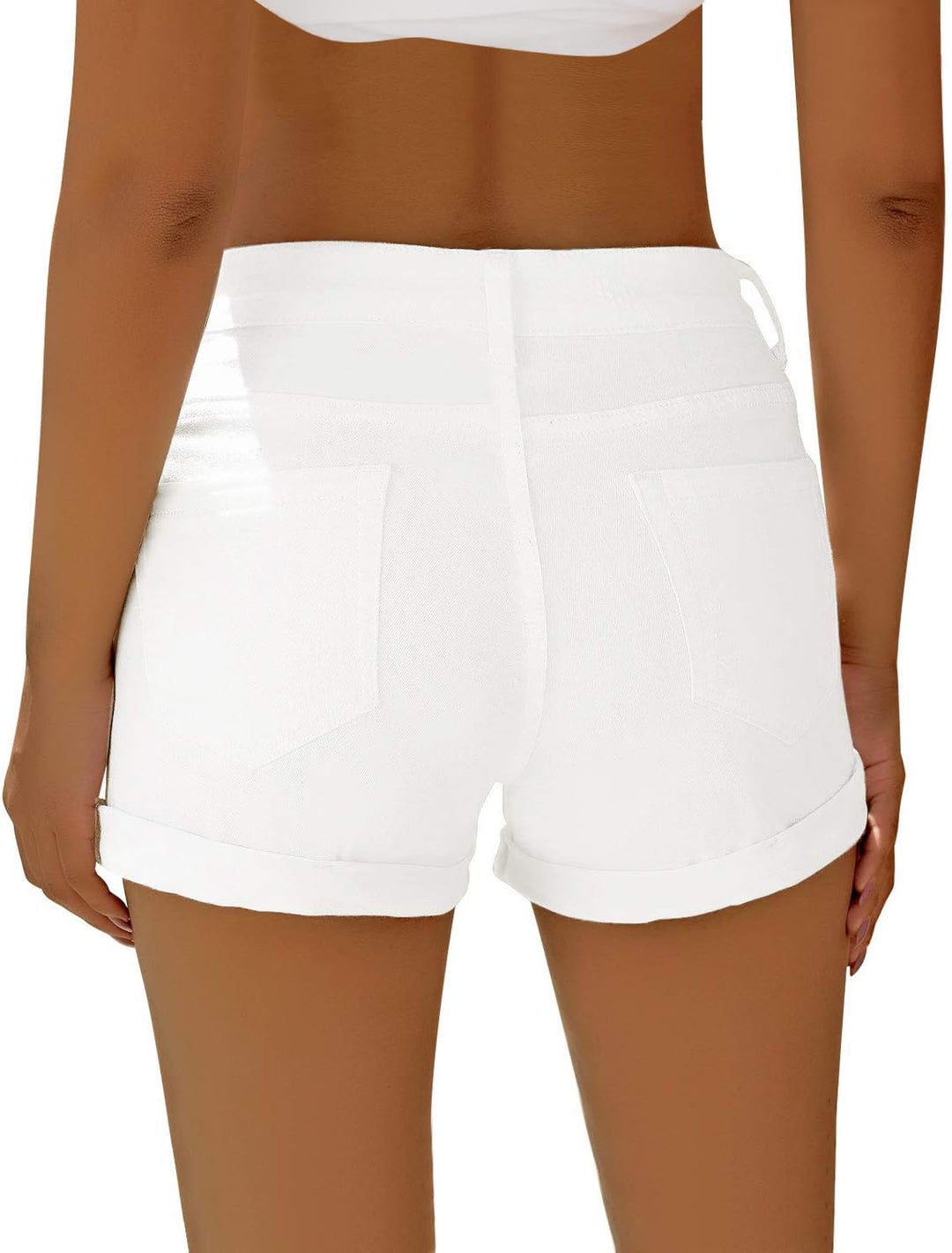 Necooer Damen Casual Ripped Denim Shorts Mittlere Taille Kurze Jeanshose mit Taschen S Weiss, S Weis
