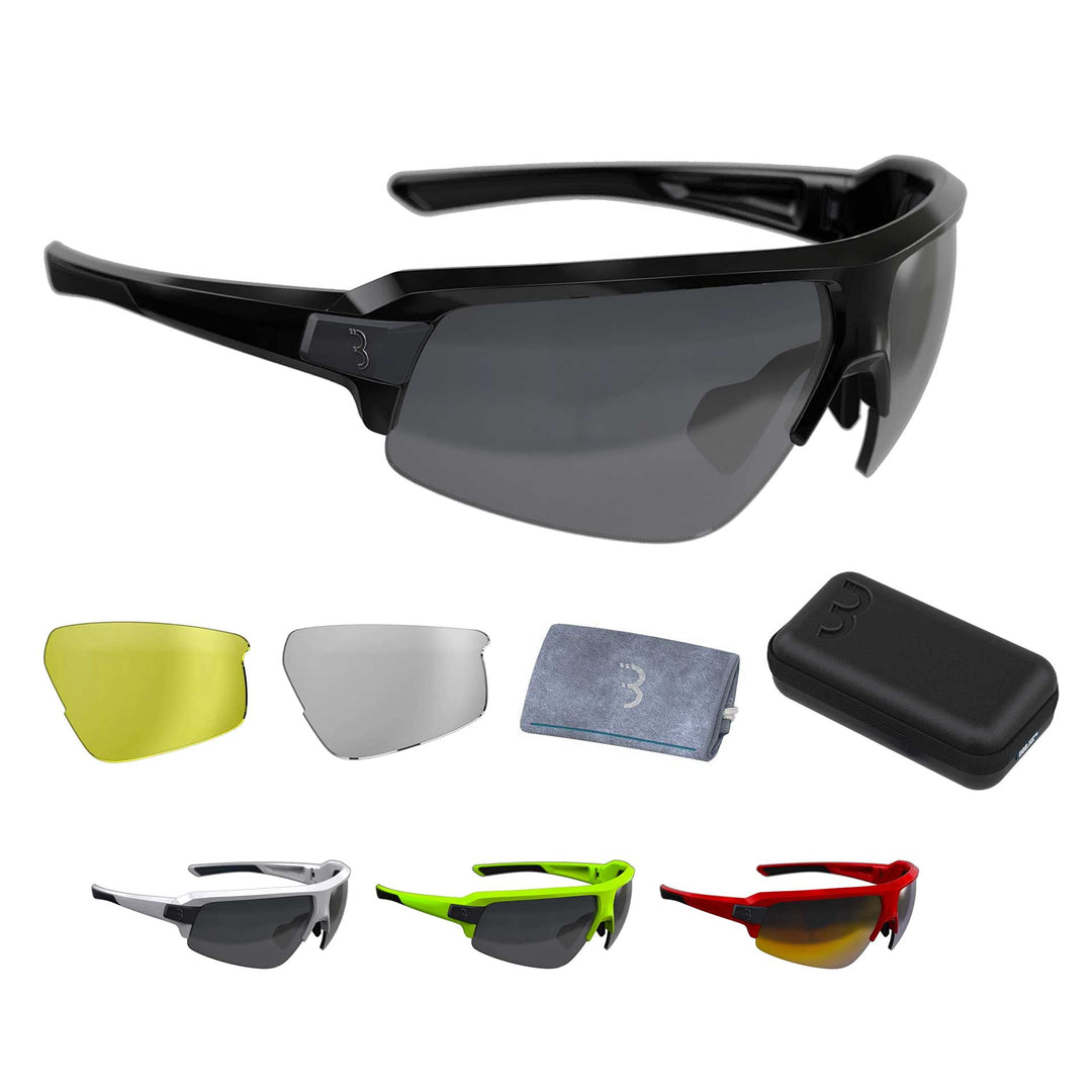 BBB Cycling Fahrradbrille Herren und Damen Sportbrille Sonnenbrille Radsport mit drei Wechselgläsern