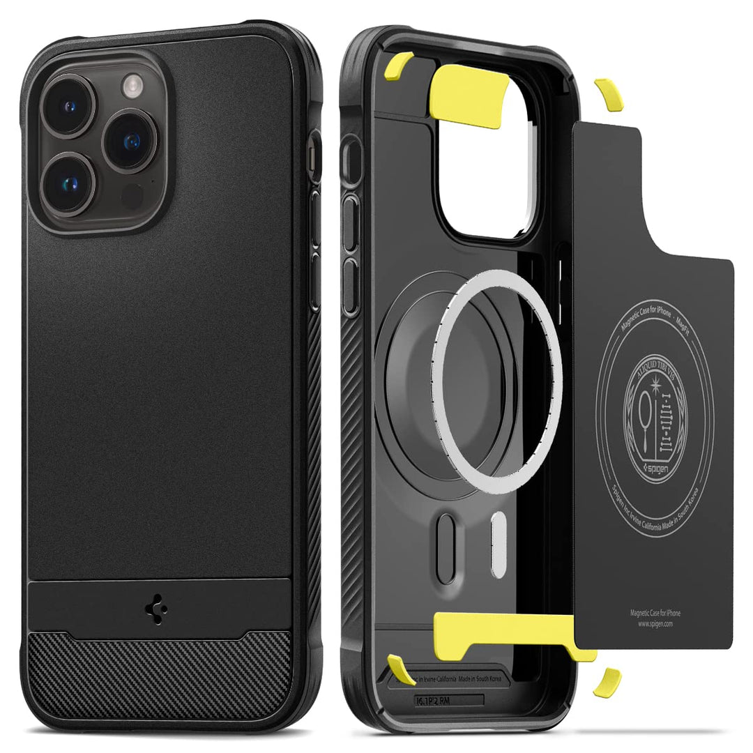 Spigen Rugged Armor MagFit Hülle Kompatibel mit iPhone 14 Pro -Matte Black, Matte Black
