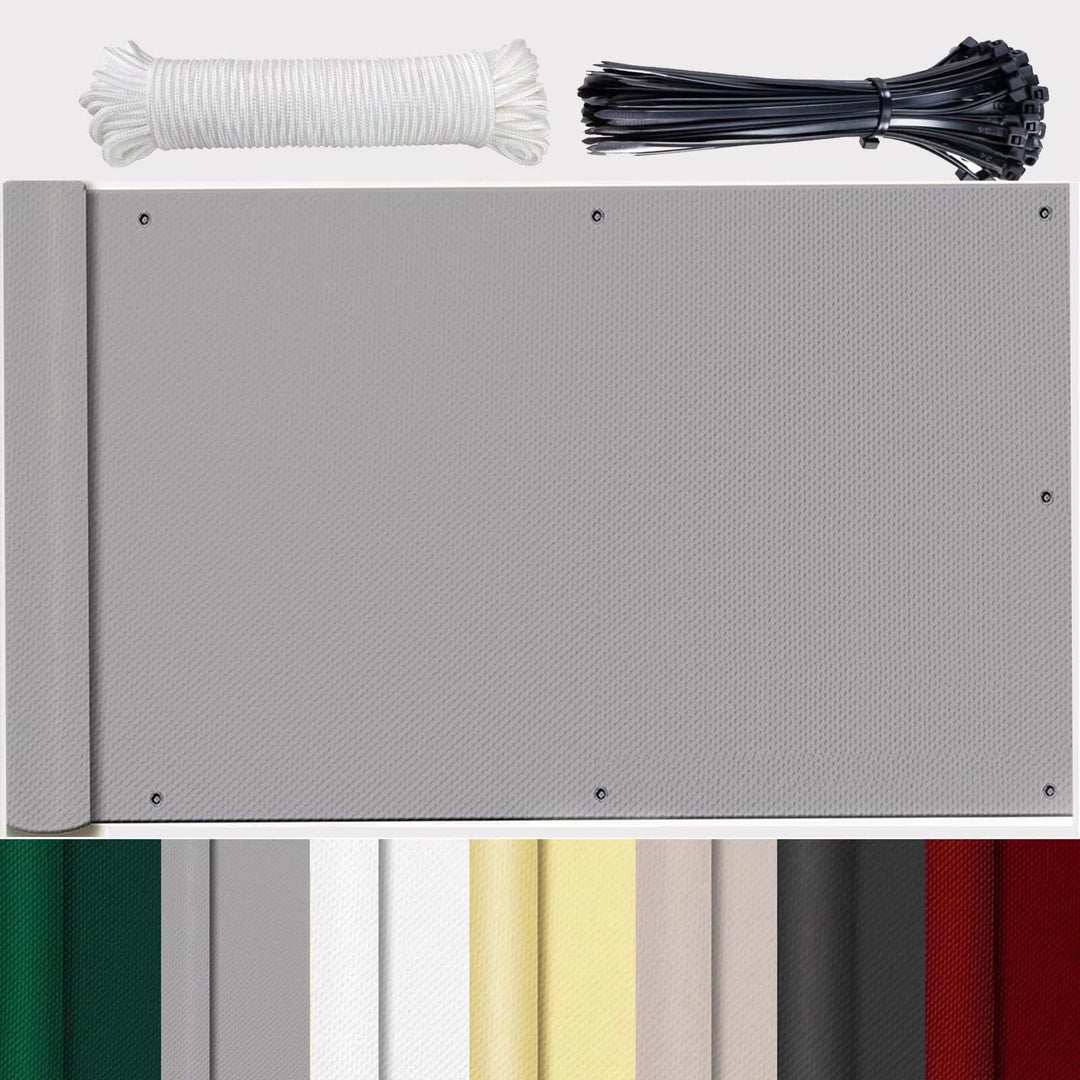 GLIN Balkon Sichtschutz 90 cm Hoch Grau Balkonumrandung Windschutz Balkonverkleidung Balkonbespannun