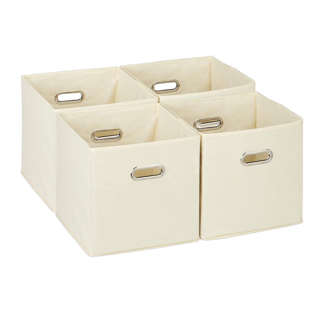 Relaxdays Aufbewahrungsbox 4er Set, Faltbare Regalboxen, HxBxT: 30x30x30 cm, mit Griffen, Faltboxen