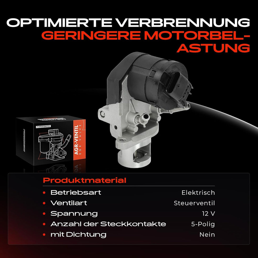 Frankberg AGR-Ventil Abgasrückführungsventil für 1er E81 E87 3er E90 3er Touring E91 5er E60 6er F12
