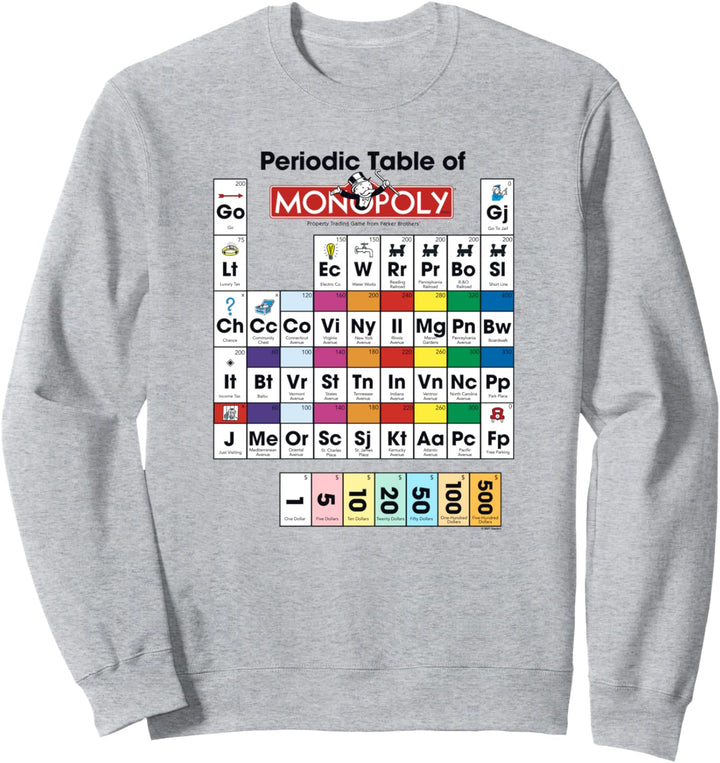 Monopoly Periodic Table Of Monopoly Vintage Color Game Board Sweatshirt