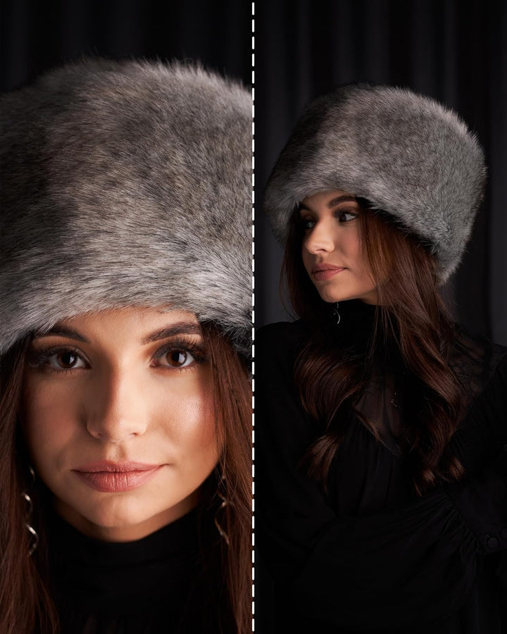 Futrzane Siberian Kosakenmütze - Pelzmütze Damen - Fell Pelz Russische Mütze M Silber Siberian, M Si