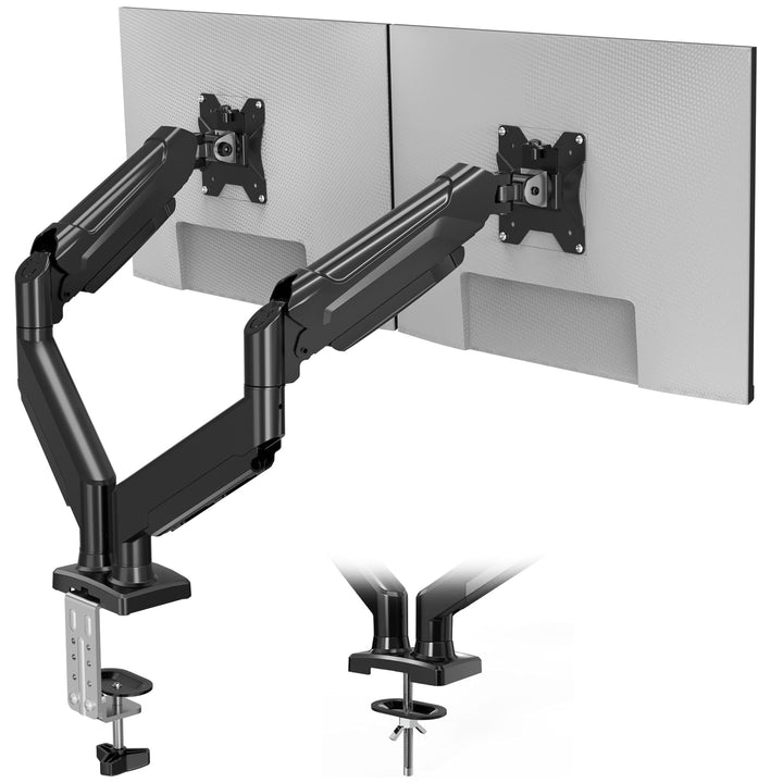 BONTEC Monitor Halterung 2 Monitore für 13-32 Zoll Bildschirme, Ergonomischer Gasfederarmständer Häl