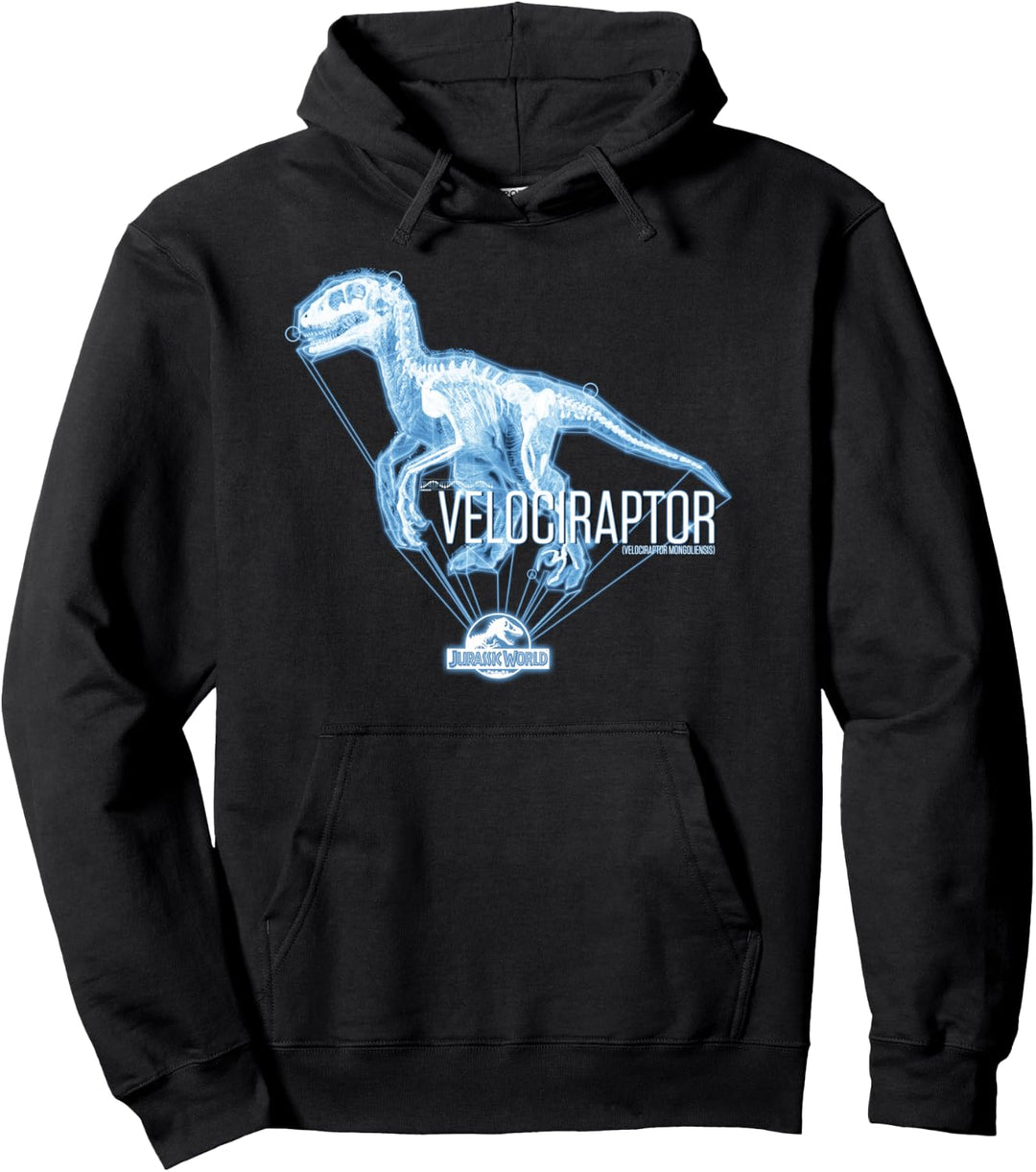 Jurassic World Velociraptor Hologram Title Logo Pullover Hoodie