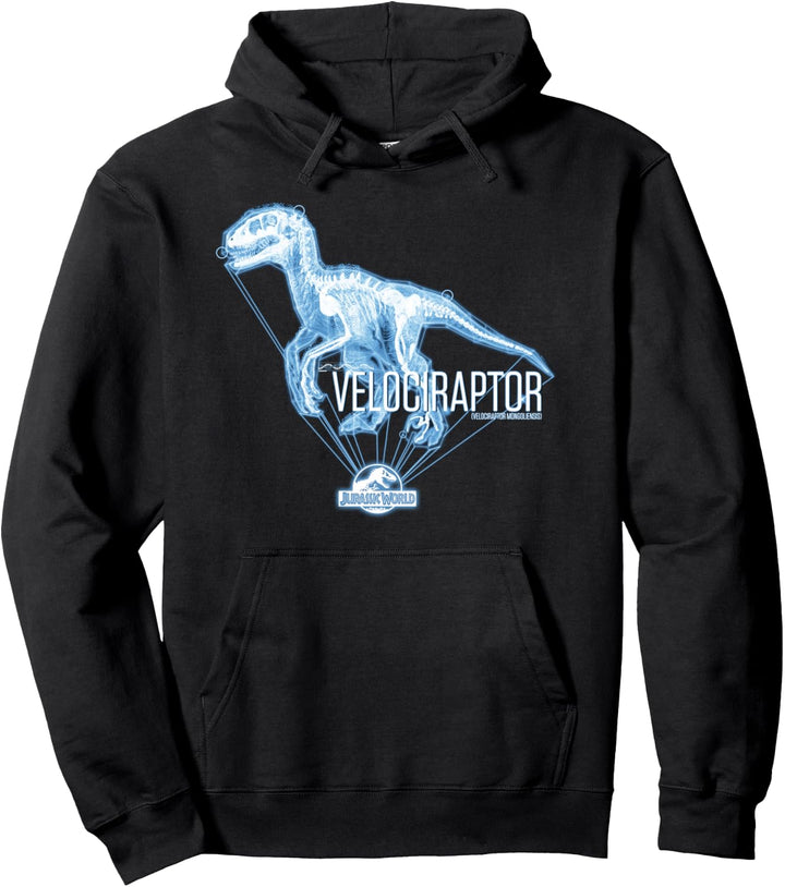 Jurassic World Velociraptor Hologram Title Logo Pullover Hoodie