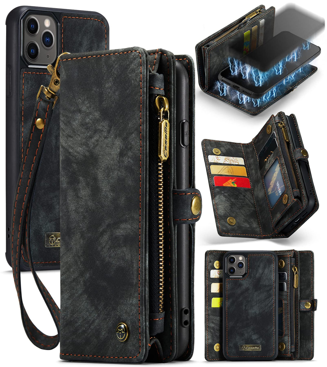 UFinetech 2-in-1 iPhone 11 Pro Max Hülle Tasche Designer TPU Bumper Leder Flip Magnetische Abnehmbar