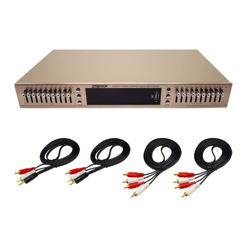 Toplionace EQ665 Stereo Equalizer, 220V Hifi Home EQ Equalizer Dual-10 BAND-Stereo Höhen Alt Bass Re