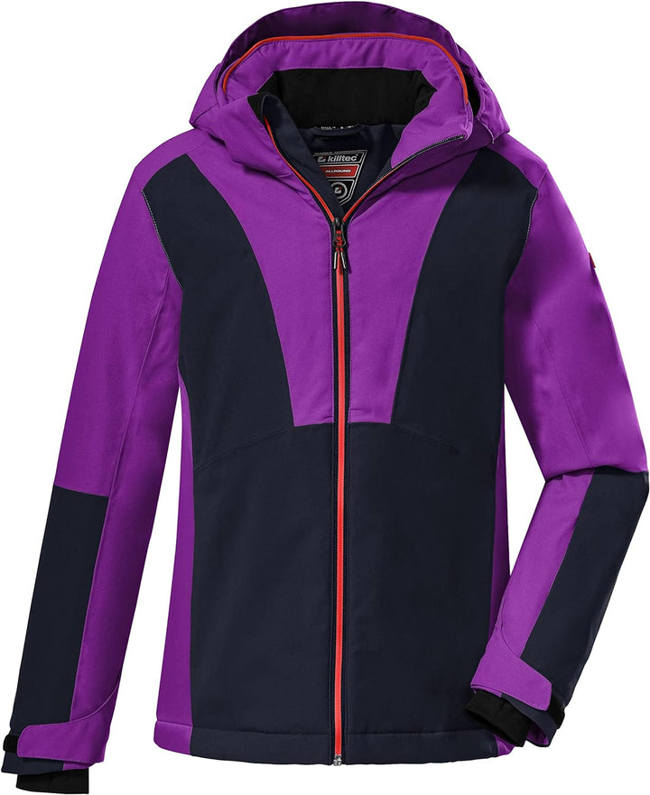 killtec Mädchen Skijacke/Funktionsjacke mit Kapuze und Schneefang KSW 155 GRLS SKI JCKT, neon reines