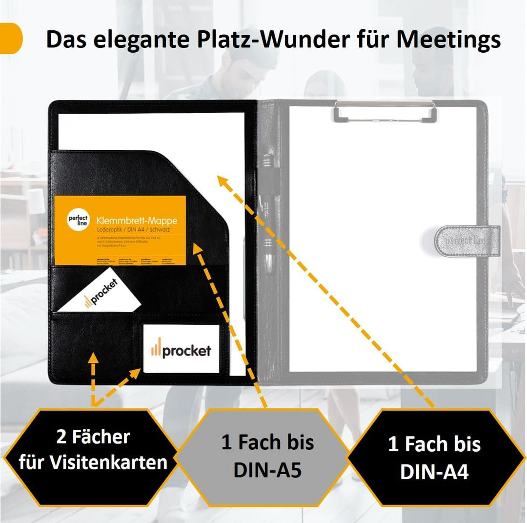 perfect line - Klemmbrettmappe DIN-A4 mit Magnetverschluss - aus strapazierfähigem Kunstleder in sti