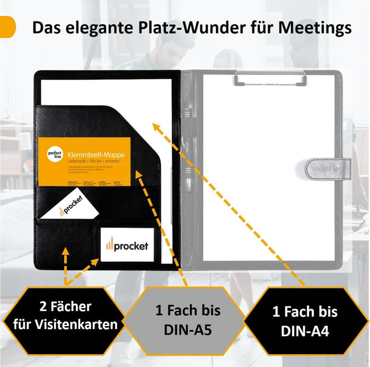 perfect line - Klemmbrettmappe DIN-A4 mit Magnetverschluss - aus strapazierfähigem Kunstleder in sti