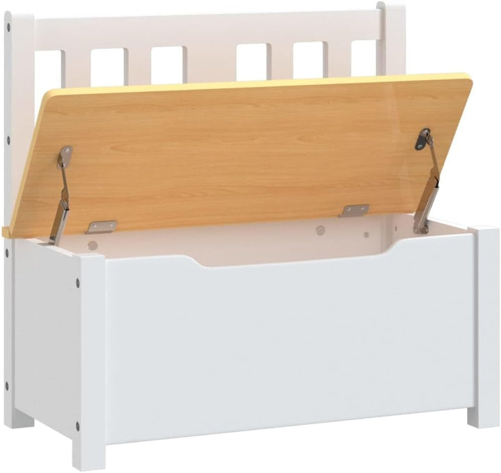 Kinderbank mit Stauraum Weiss und Beige aus MDF 60x30x55 cm, Aufbewahrungstruhe für Kinderzimmer, Si
