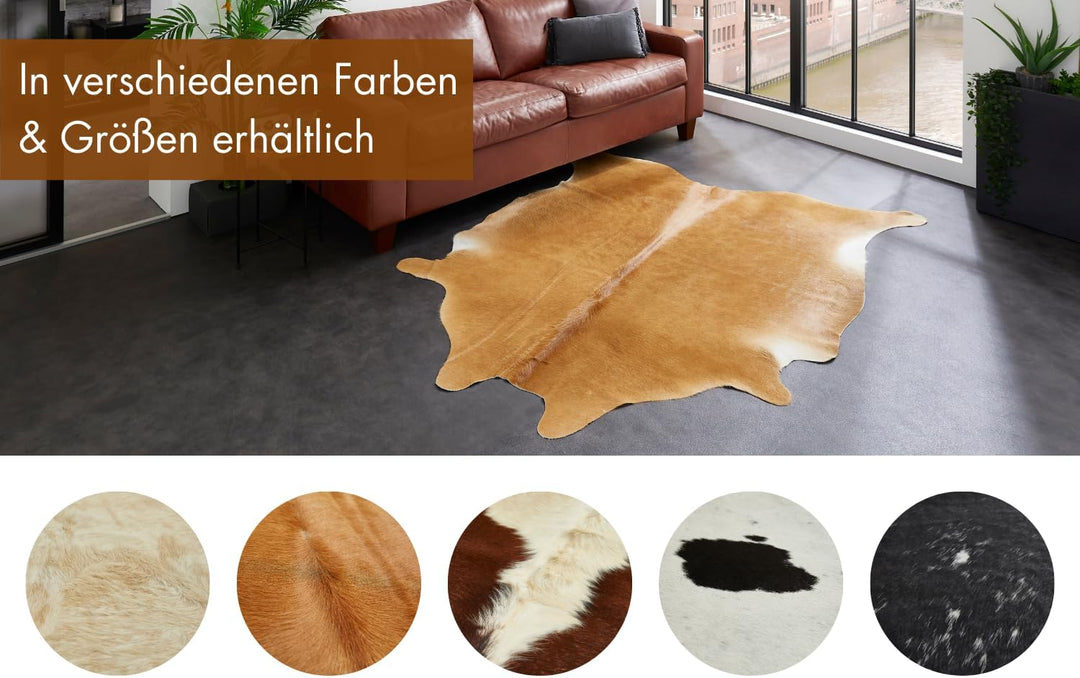 -LUXOR- living Rinderfell Kuhfell Teppich echt - natürlicher Teppich für naturgetreue Wohnatmospähre