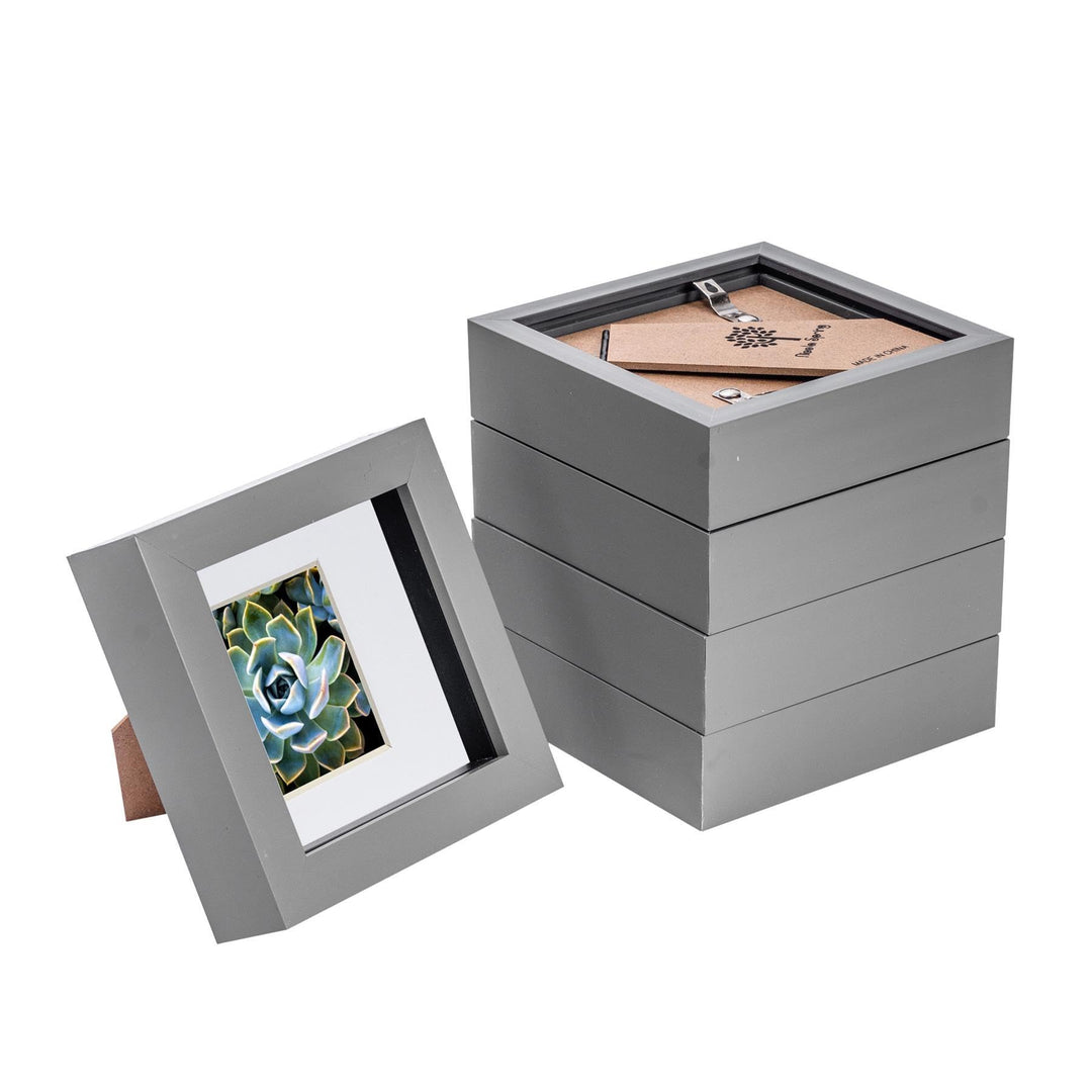 Nicola Spring 3D-Box Fotorahmen - 4 X 4 mit 2 X 2 Montieren - Grau/Weiss - Pack Von 5