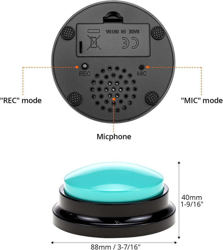 QWORK® 6 Stück Buzzer mit Aufnahmefunktion, Sprechende Tasten für Hunde – Interaktives Hundetraining