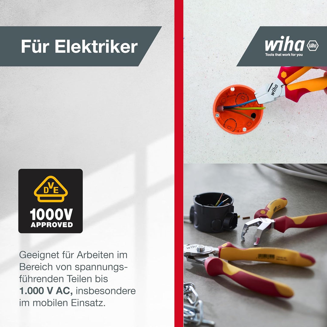 Wiha Installationszange TriCut electric VDE (38552), Seitenschneider + Abisolierzange + Abmanteln |