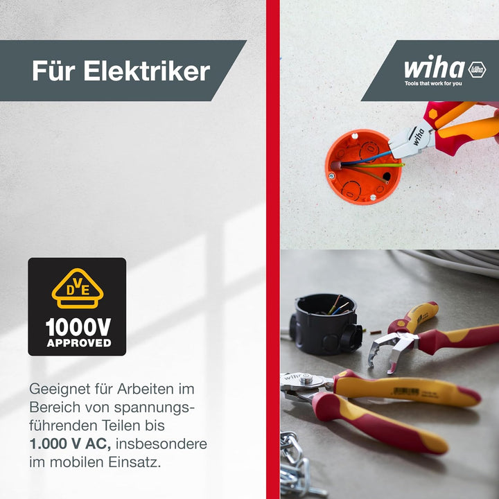 Wiha Installationszange TriCut electric VDE (38552), Seitenschneider + Abisolierzange + Abmanteln |