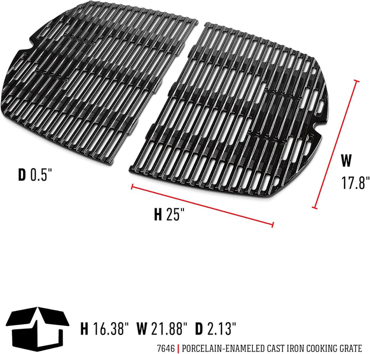 Weber 7646 Porcelain-Enameled Cast-Iron Cooking Grates, 30x4.4x44.2 cm Single, Single