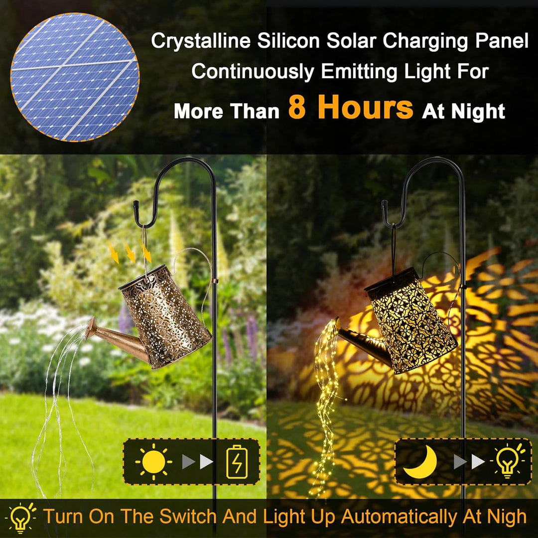 Solar Giesskanne mit Lichterkette Gartendeko, GuKKK LED Aussen Solarlampen, IP65 Wasserdicht Giesska