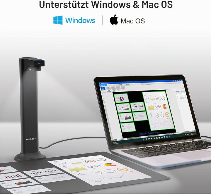 Viisan DL8 Dokumenten- Buchscanner. Max Scanbereich A3. 13MP Auflösung. Buchseiten Glätten &amp; Aufteil