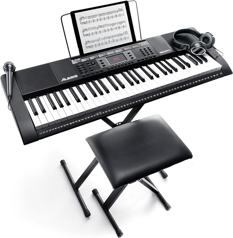 Klavier Set für Einsteiger - Alesis Melody 61 E Piano mit 61 Tasten und eingebauten Lautsprechern, K