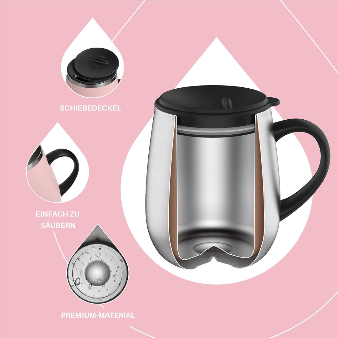 Ideus Kaffeebecher 470 ml (16 oz), doppelwandige vakuumisolierte Kaffee- und Teetasse aus Edelstahl