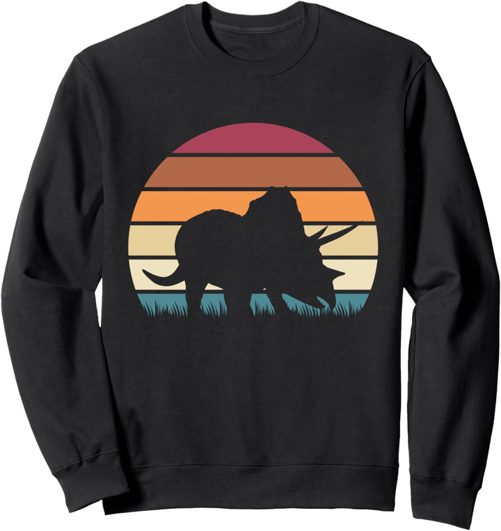 Classic Retro Sunset Triceratops Jurassic Dinosaur Sweatshirt