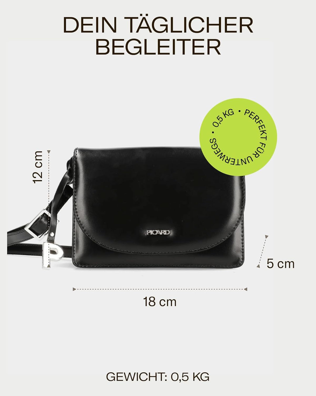 Picard Damen Schultertasche BERLIN aus Rindsleder Klein | mit Magnetverschluss | Schultertasche | Al