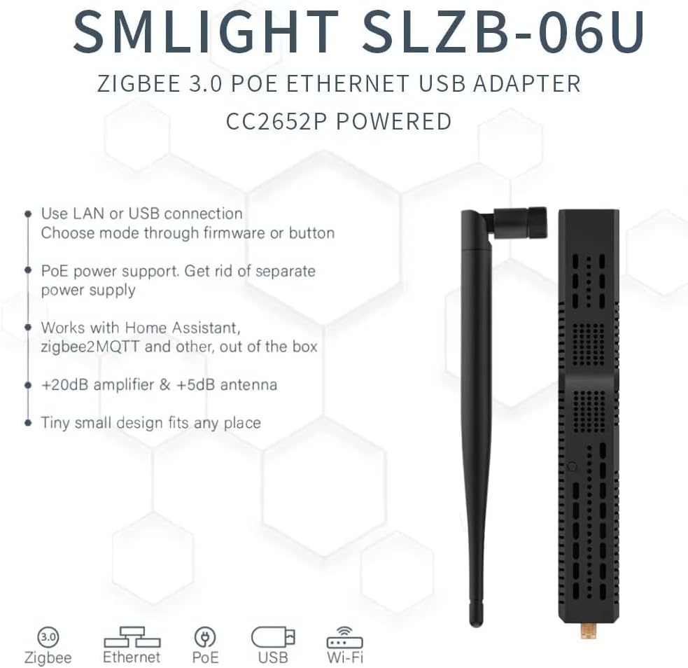 SMLIGHT SLZB-06 Upgrade– Zigbee 3.0 zu Ethernet, USB und WiFi Gateway-Koordinator mit PoE, funktioni