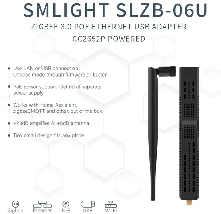 SMLIGHT SLZB-06 Upgrade– Zigbee 3.0 zu Ethernet, USB und WiFi Gateway-Koordinator mit PoE, funktioni