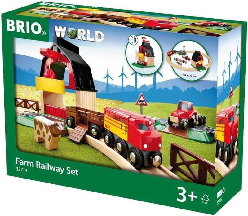 BRIO World 33719 Bahn Bauernhof Set - Holzeisenbahn mit Bauernhof & World 33884 Batterie-Dampflok mi