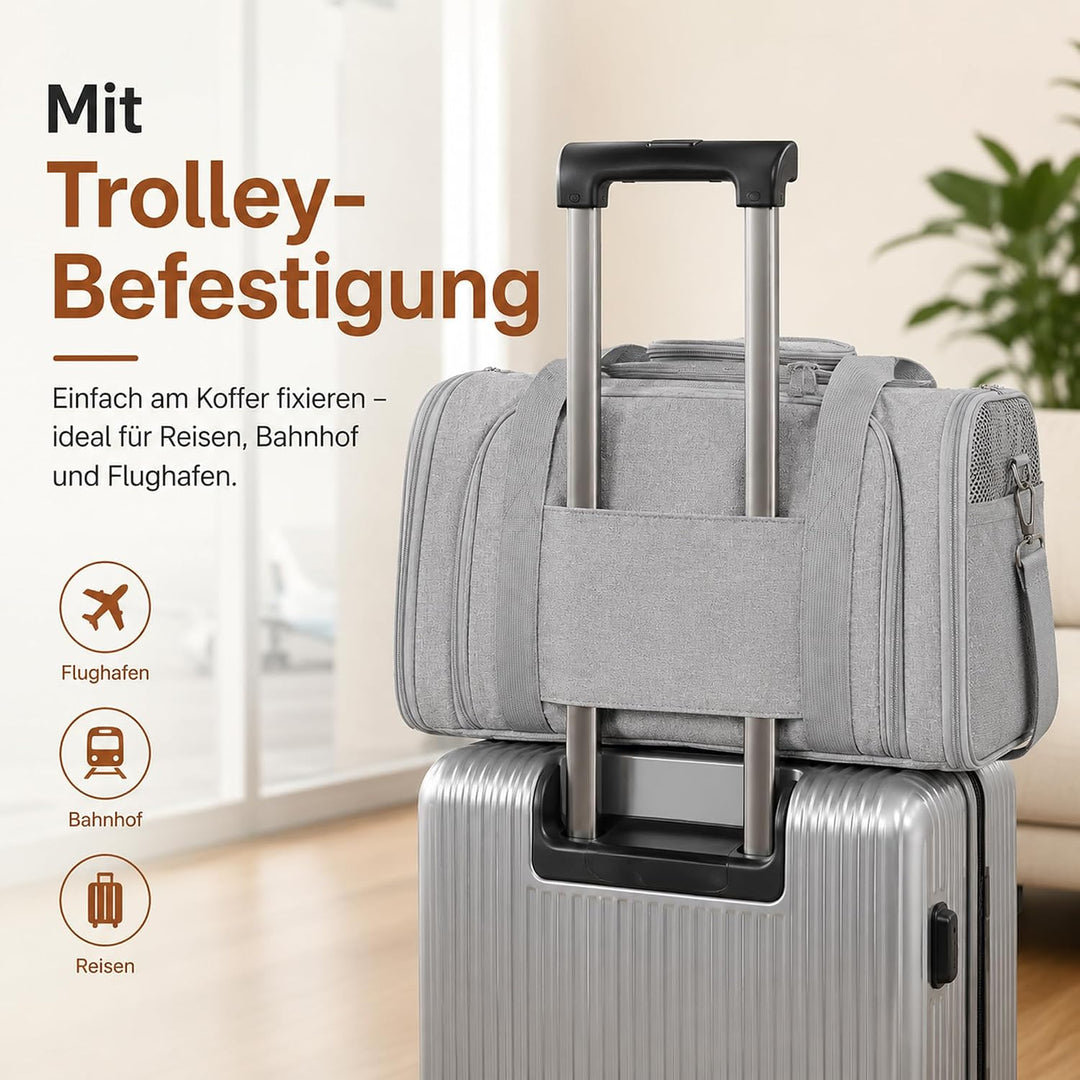 Katzentransportbox Erweiterbar, Faltbare Hundetasche für Kleine Hunde und Katzen, Atmungsaktive Haus