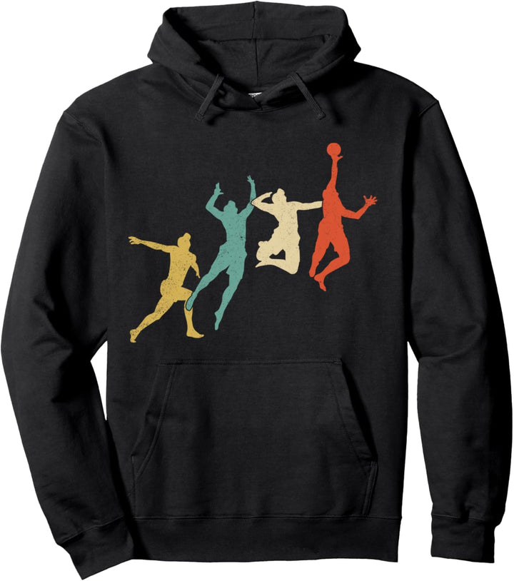 Volleyball Player Retro Spike Team Matching for Men Pullover Hoodie
