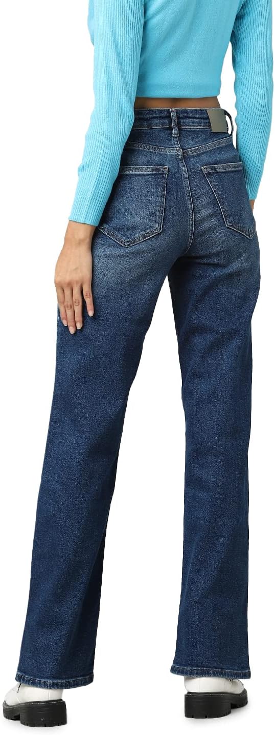 ONLY Female Jeans mit weitem Bein ONLJUICY Hohe Taille Weiter Beinschnitt Jeans 28W / 32L Dark Blue