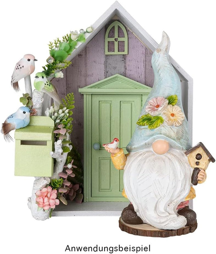Ideen mit Herz Deko-Figuren Wichtel | Paar mit Giesskanne & Vogelhaus | Garten-Zwerg | Frühjahrs-Dek