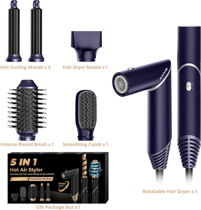 UKLISS Airstyler 5 in 1 Hairstyler Luft-Lockenstab Ionen Haartrockner Warmluftbürste Multistyler 5 i