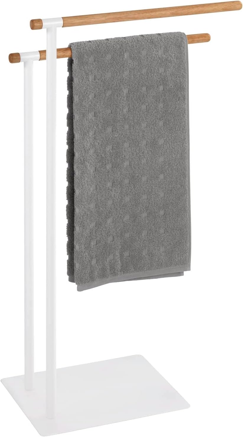 WENKO Handtuchständer Macao - Kleiderständer, Stahl, 43 x 79 x 24 cm, Weiss Handtuch- und Kleiderstä