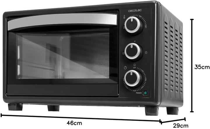 Cecotec Tischofen Bake&Toast 2300 Black, 23 L, Leistung 1500 W, bis zu 230ºC, 3 Heizmodi: Grill, Unt