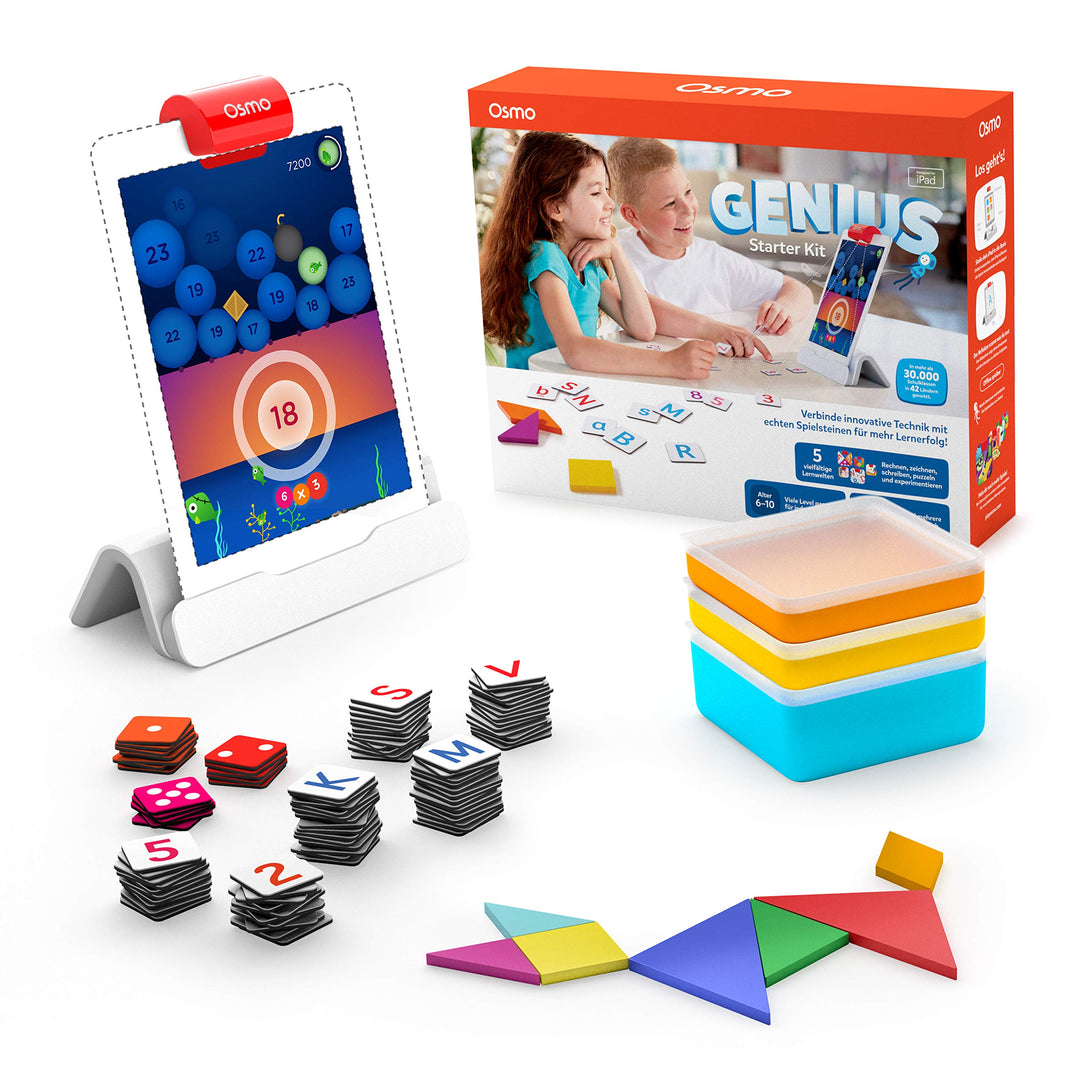 Osmo - Genius Starter Kit - 5 interaktive Lernspiele - Alter 6-10 Jahre - Mathematik, Rechtschreibun