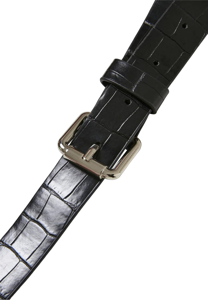 Urban Classics Unisex Croco Synthetic Leather Double Beltbag Schwarz Einheitsgrösse, Schwarz Einheit