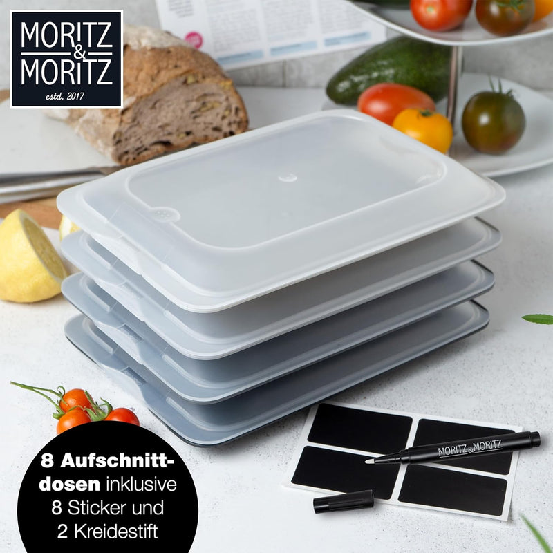 Moritz & Moritz Aufschnittdosen 8er Set Aufschnittbox stapelbar - Frischhaltedosen mit Deckel zur Au