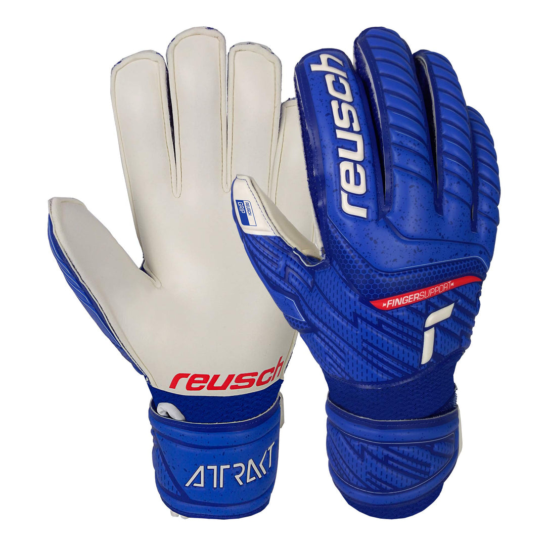 Reusch Unisex Torwarthandschuhe Attrakt Grip Finger Support Junior blau / weiss 4, blau / weiss 4