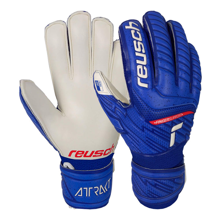 Reusch Unisex Torwarthandschuhe Attrakt Grip Finger Support Junior blau / weiss 4, blau / weiss 4