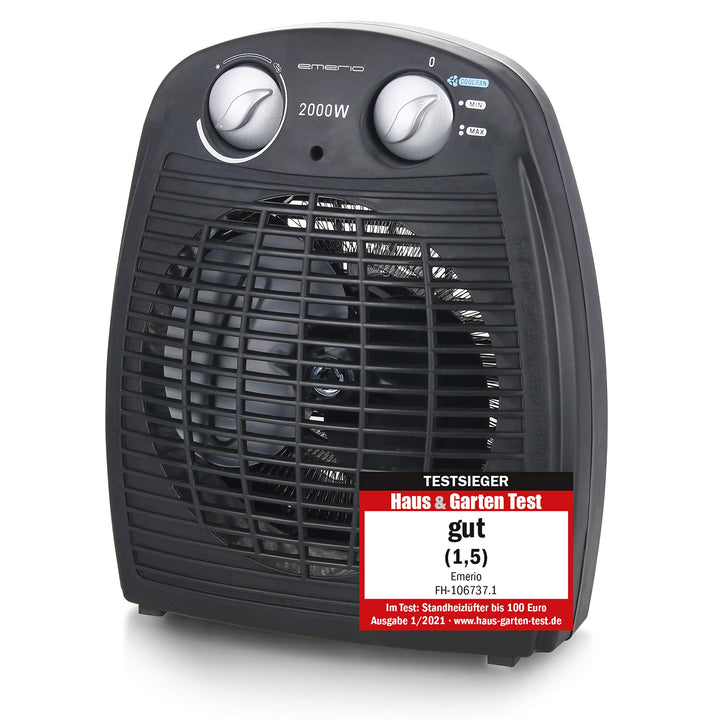 Emerio FH-106737.2, Note 1.5, kleiner kompakter portabler Heizlüfter für 20 m², 2 Heizleistungen + V