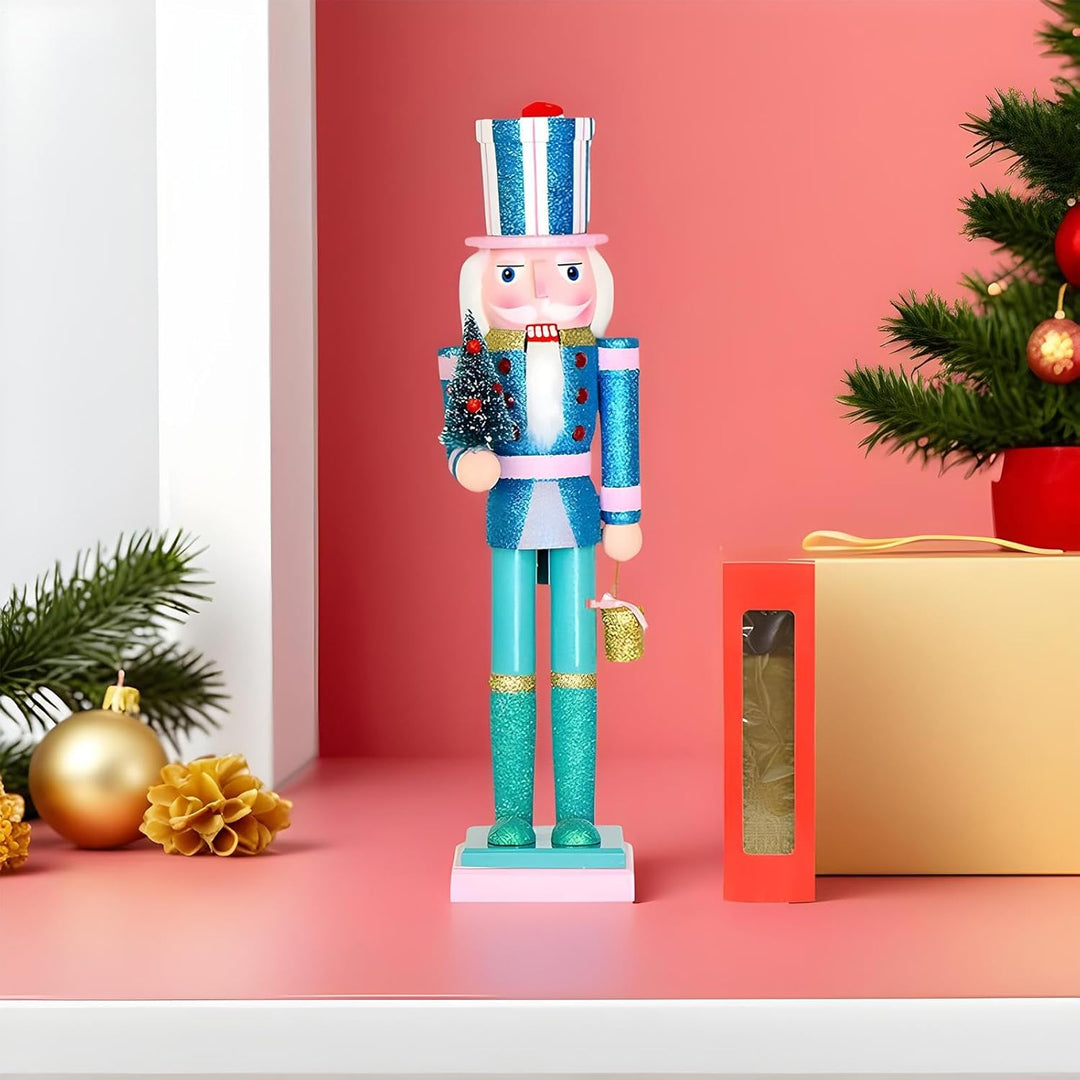 Weihnachtsnussknacker | 38 cm Holzfigur Festliche Sammelstücke | Weihnachtlicher Holz Nussknacker Fü