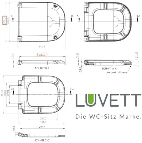LUVETT® D900 Toilettendeckel mit Absenkautomatik D Form Weiss - SoftClose Klodeckel Abnehmbar - Klob