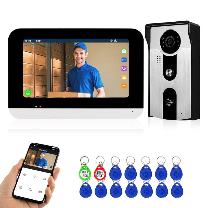 WLAN Tuya Home Video Türklingel Intercom-System 7 Zoll Farb Touchscreen Innenmonitor, 1080P Digits H