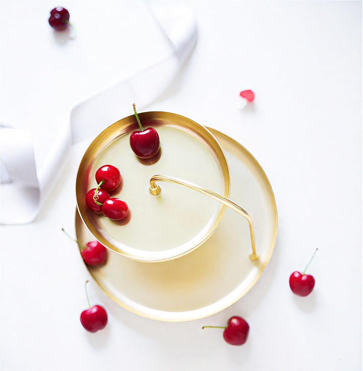 Trinket Dish Gold Tray Metall Dekorative Tray 2 Tier Sturdy Trinket Schmuck Schale für Ringe Schmuck
