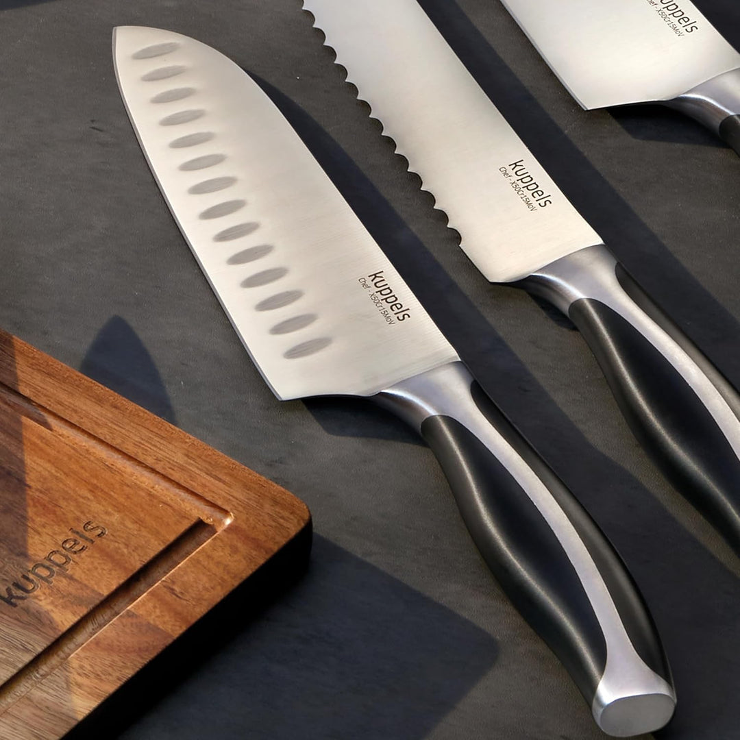 Kuppels CHEF Santokumesser | exzellente Schärfe &amp; Schnitthaltigkeit | hochwertiger Klingenstahl |Küc